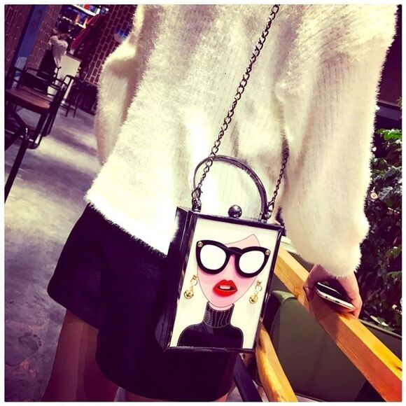 Lady Face Luxury Acrylic Evening Bag - Picture 10 of 12